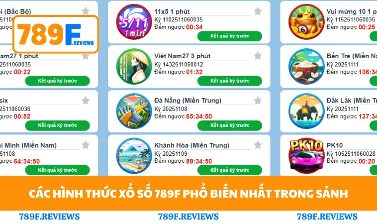 Các hình thức xổ số 789F phổ biến nhất trong sảnh